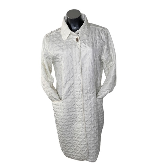 CAROLE LITTLE White Quilted Puffer Snap Button Lined Coat Women's Size XL - Picture 1 of 16
